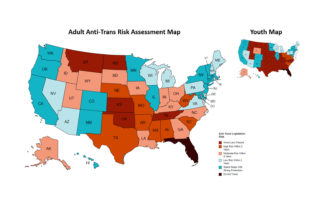 Map of states that are safe for transgender people and states that are not safe